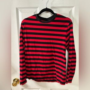 Men's Casual Striped Crewneck Long-Sleeve Tee Basic Pullover XS
